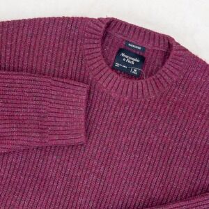 Abercrombie Fitch Oversized Crewneck Sweater Womens Medium Berry Burgundy Ribbed